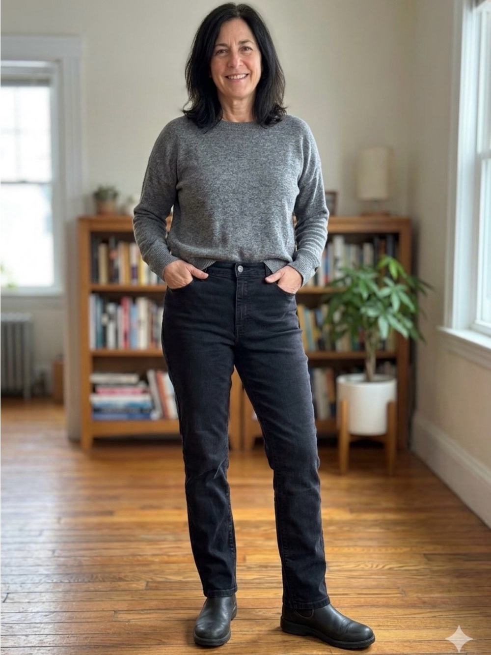 L.L. Bean Straight-Leg Black Jeans size 14 women